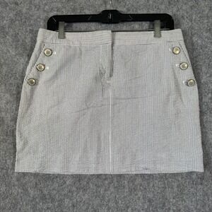 J Crew Seersucker Skirt Womens 6 Sailor‎ Mini Striped Button